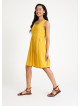 V Neck Button Detail Sleeveless Yellow Casual Dress 4578